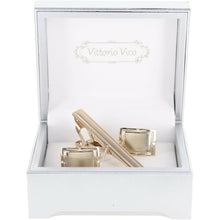 Load image into Gallery viewer, Vittorio Vico Plain Gold Cufflinks & Tie Bar Set