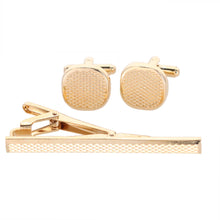 Load image into Gallery viewer, Vittorio Vico Plain Gold Cufflinks & Tie Bar Set