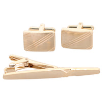 Load image into Gallery viewer, Vittorio Vico Plain Gold Cufflinks & Tie Bar Set