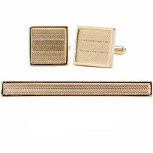 Load image into Gallery viewer, Vittorio Vico Plain Gold Cufflinks & Tie Bar Set