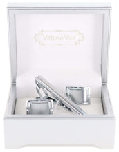 Load image into Gallery viewer, Vittorio Vico Plain Silver Cufflinks & Tie Bar Set