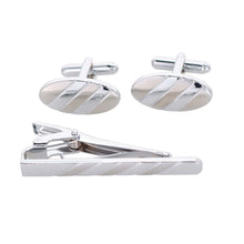 Load image into Gallery viewer, Vittorio Vico Plain Silver Cufflinks & Tie Bar Set