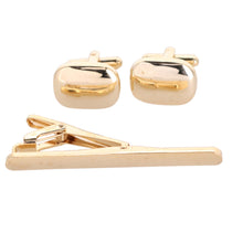Load image into Gallery viewer, Vittorio Vico Plain Gold Cufflinks & Tie Bar Set
