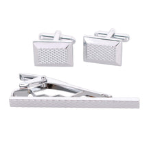 Load image into Gallery viewer, Vittorio Vico Plain Silver Cufflinks & Tie Bar Set