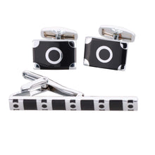 Load image into Gallery viewer, Vittorio Vico Plain Silver Cufflinks & Tie Bar Set