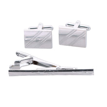 Load image into Gallery viewer, Vittorio Vico Plain Silver Cufflinks & Tie Bar Set