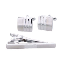 Load image into Gallery viewer, Vittorio Vico Plain Silver Cufflinks & Tie Bar Set