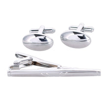 Load image into Gallery viewer, Vittorio Vico Plain Silver Cufflinks & Tie Bar Set