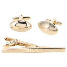 Load image into Gallery viewer, Vittorio Vico Plain Gold Cufflinks & Tie Bar Set