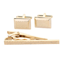 Load image into Gallery viewer, Vittorio Vico Plain Gold Cufflinks & Tie Bar Set