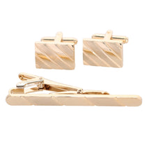 Load image into Gallery viewer, Vittorio Vico Plain Gold Cufflinks & Tie Bar Set