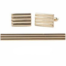 Load image into Gallery viewer, Vittorio Vico Plain Gold Cufflinks & Tie Bar Set