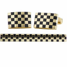 Load image into Gallery viewer, Vittorio Vico Plain Gold Cufflinks & Tie Bar Set