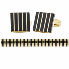 Load image into Gallery viewer, Vittorio Vico Plain Gold Cufflinks & Tie Bar Set