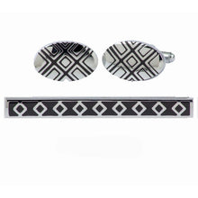 Load image into Gallery viewer, Vittorio Vico Plain Silver Cufflinks & Tie Bar Set