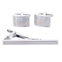 Load image into Gallery viewer, Vittorio Vico Plain Silver Cufflinks & Tie Bar Set