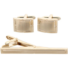 Load image into Gallery viewer, Vittorio Vico Plain Gold Cufflinks & Tie Bar Set