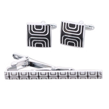 Load image into Gallery viewer, Vittorio Vico Plain Silver Cufflinks & Tie Bar Set