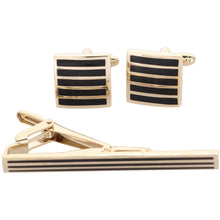 Load image into Gallery viewer, Vittorio Vico Plain Gold Cufflinks & Tie Bar Set