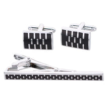 Load image into Gallery viewer, Vittorio Vico Plain Silver Cufflinks & Tie Bar Set