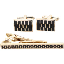 Load image into Gallery viewer, Vittorio Vico Plain Gold Cufflinks & Tie Bar Set