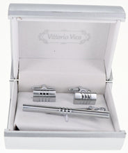 Load image into Gallery viewer, Vittorio Vico Plain Gold Cufflinks & Tie Bar Set