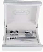 Load image into Gallery viewer, Vittorio Vico Plain Gold Cufflinks & Tie Bar Set