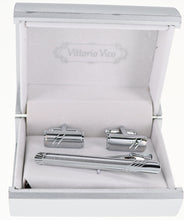 Load image into Gallery viewer, Vittorio Vico Plain Gold Cufflinks & Tie Bar Set