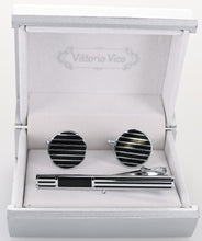 Load image into Gallery viewer, Vittorio Vico Plain Gold Cufflinks & Tie Bar Set