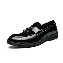 Load image into Gallery viewer, Mandotos College Inspired Leather Loafers For Men Blue Premium Handcrafted Dress Shoes
