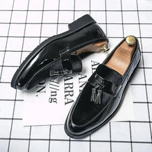 Load image into Gallery viewer, Mandotos College Inspired Leather Loafers For Men Blue Premium Handcrafted Dress Shoes