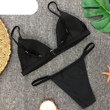 Load image into Gallery viewer, Colors Solid Bikini Set Push Up Swimwear Two Piece Swimsuit Swimwear Halter String Triangle Bikini Sets Women Swimsuit Low Waist Halter Two Pieces Bathing Suit
