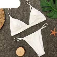 Load image into Gallery viewer, Colors Solid Bikini Set Push Up Swimwear Two Piece Swimsuit Swimwear Halter String Triangle Bikini Sets Women Swimsuit Low Waist Halter Two Pieces Bathing Suit