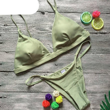 Load image into Gallery viewer, Colors Solid Bikini Set Push Up Swimwear Two Piece Swimsuit Swimwear Halter String Triangle Bikini Sets Women Swimsuit Low Waist Halter Two Pieces Bathing Suit