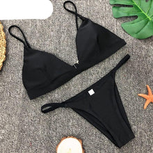 Load image into Gallery viewer, Colors Solid Bikini Set Push Up Swimwear Two Piece Swimsuit Swimwear Halter String Triangle Bikini Sets Women Swimsuit Low Waist Halter Two Pieces Bathing Suit