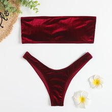 Load image into Gallery viewer, Comfortable Bathing Suit Women Velvet Bikini Swimsuit Women Bikini Set Swimsuit Bathing Suit Solid Swimming Suit Party Purple 2 Piece Swimwear Female Summer Beachwear