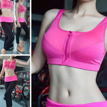 Load image into Gallery viewer, Comfortable High Quality Women's Zipper Sports Bras Plus Size 2XL Wirefree Padded Push Up Tops Lady Girls Breathable Fitness Run Gym Yoga Vest