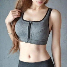 Load image into Gallery viewer, Comfortable High Quality Women's Zipper Sports Bras Plus Size 2XL Wirefree Padded Push Up Tops Lady Girls Breathable Fitness Run Gym Yoga Vest