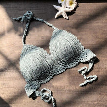Load image into Gallery viewer, Comfortable Summer Beach Beachwear Bikini Bra Breathable Bikini Swimsuit Women Beach Crochet Crop Summer Halter Tank Top Beach Knit Casual New Fashion Halter Knitted Bra