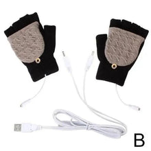 Load image into Gallery viewer, Comfortable Warm USB Heating Winter Gloves Hand Warmers Fingerless Mittens Hand Laptop Half Electric Heating Gloves Soft Hands Warmer