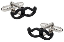 Load image into Gallery viewer, Movember Black Moustache Cufflinks