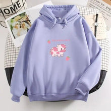 Load image into Gallery viewer, Cool Cow Print Hoodie Strawberry Casual Pullover Oversized Sweatshirt Pullover Sweatshirts for Women Cute Strawberry Cow Print Hoodie Casual Top Aesthetic Clothes For Women Funny Hoodies