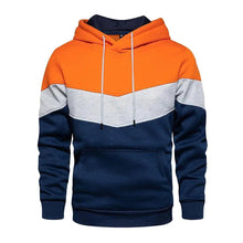Load image into Gallery viewer, Cool Men's Patchwork Hooded Sweatshirt Hoodies Sport Clothing Casual Loose Fleece Warm Streetwear Modern Male Fashion Autumn Winter Outwear Long Sleeve Pleated Comfy Round Neck Mens Sweatshirts Workout Sport Casual Hoodie