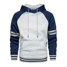 Load image into Gallery viewer, Cool Men's Patchwork Hooded Sweatshirt Hoodies Sport Clothing Casual Loose Fleece Warm Streetwear Modern Male Fashion Autumn Winter Outwear Long Sleeve Pleated Comfy Round Neck Mens Sweatshirts Workout Sport Casual Hoodie