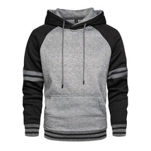 Load image into Gallery viewer, Cool Men's Patchwork Hooded Sweatshirt Hoodies Sport Clothing Casual Loose Fleece Warm Streetwear Modern Male Fashion Autumn Winter Outwear Long Sleeve Pleated Comfy Round Neck Mens Sweatshirts Workout Sport Casual Hoodie