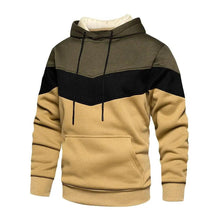 Load image into Gallery viewer, Cool Men's Patchwork Hooded Sweatshirt Hoodies Sport Clothing Casual Loose Fleece Warm Streetwear Modern Male Fashion Autumn Winter Outwear Long Sleeve Pleated Comfy Round Neck Mens Sweatshirts Workout Sport Casual Hoodie