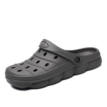 Load image into Gallery viewer, Cool Slippers Summer Hole Shoes Rubber Clogs Men Garden Shoes Gray Beach Flat Summer Beach Sandals Adjustable Slide Garden Shoes Lightweight Nonslip Clogs