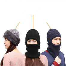 Load image into Gallery viewer, Coral Fleece Winter hat Beanies Hat Scarf Warm Breathable Wool Knitted Hat For women Double Layers Protection Cap Mask Scarf Hat Set Outdoor Sport Warm Beanies Hat For Men Knitted Hats Bandana Hiking Camping Kid Neck Warmer Cap