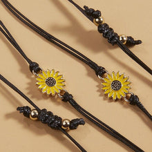 Load image into Gallery viewer, Cotton Cord Sunflower Bracelets Handmade Braided With Black Rope Charm Friendship Wish Card Surf Bangle Couples 2pcs/set Handmade Promise Adjustable Bracelets Matching Friendship Bracelet