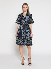 Load image into Gallery viewer, Cotton Printed Puffed Sleeve Belt Dress